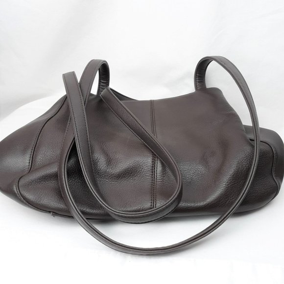 Leather Co Liz Claiborne Grandmacore Shoulder Bag Purse Dark Brown Leather 80s - Picture 13 of 14